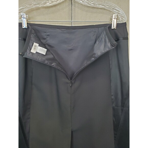 Cache Black Mixed Media Seam Detail Back-Zip Back-Slit Pencil Skirt Size 10 VTG - Picture 5 of 5